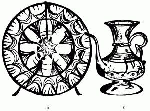 Рис. 125. Венецианское стекло: а – тарелка; б – кувшин, XVI в.